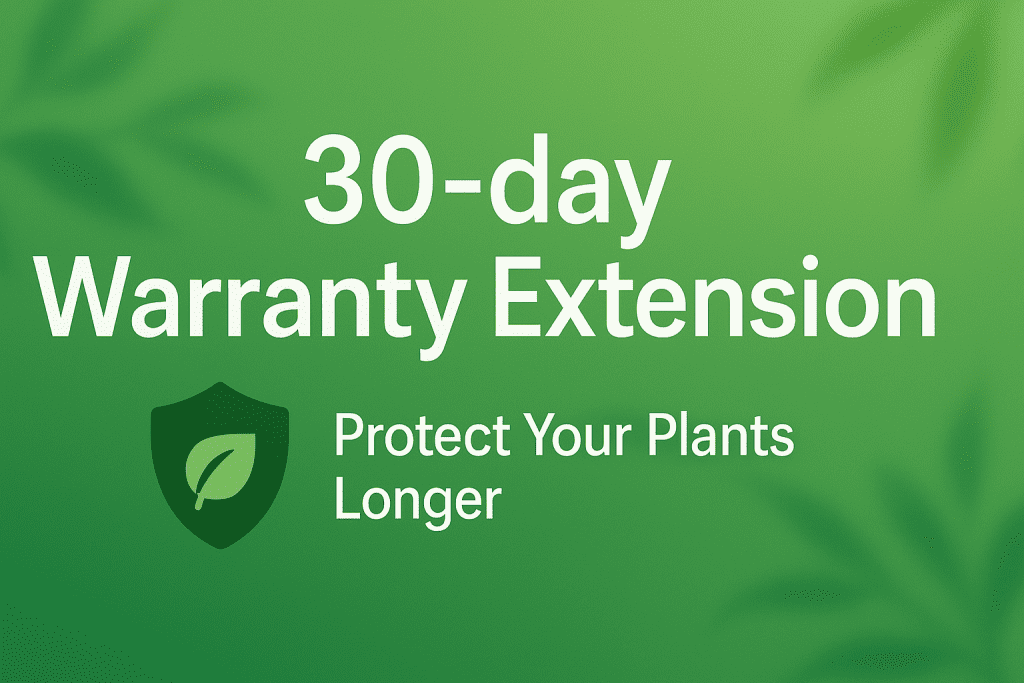Wright Gardens warranty extension coverage information for live plant orders